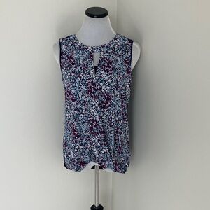 41 Hawthorn Floral Sleeveless Women's Top - Blue and White: NWT